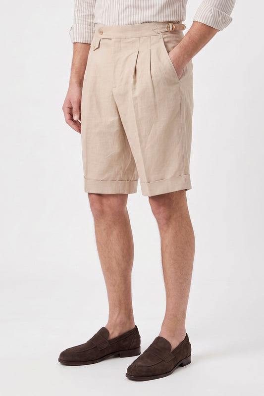 Cotton & Linen Wide-Fit Bermuda Shorts - MONTEZEMOLO