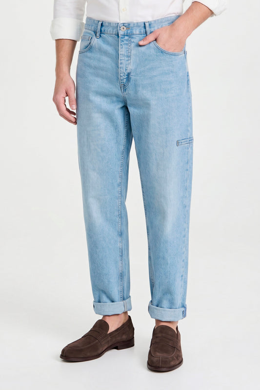 Faded-Denim Five-pocket trousers - MONTEZEMOLO