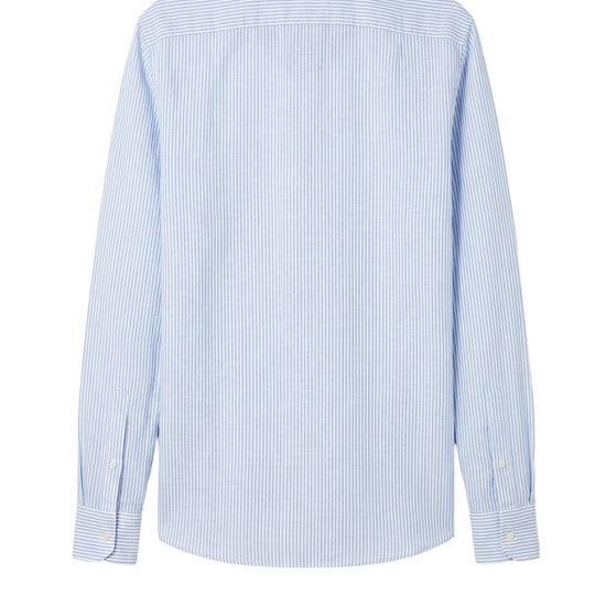 Striped Linen & cotton shirt with chest pocket - MONTEZEMOLO