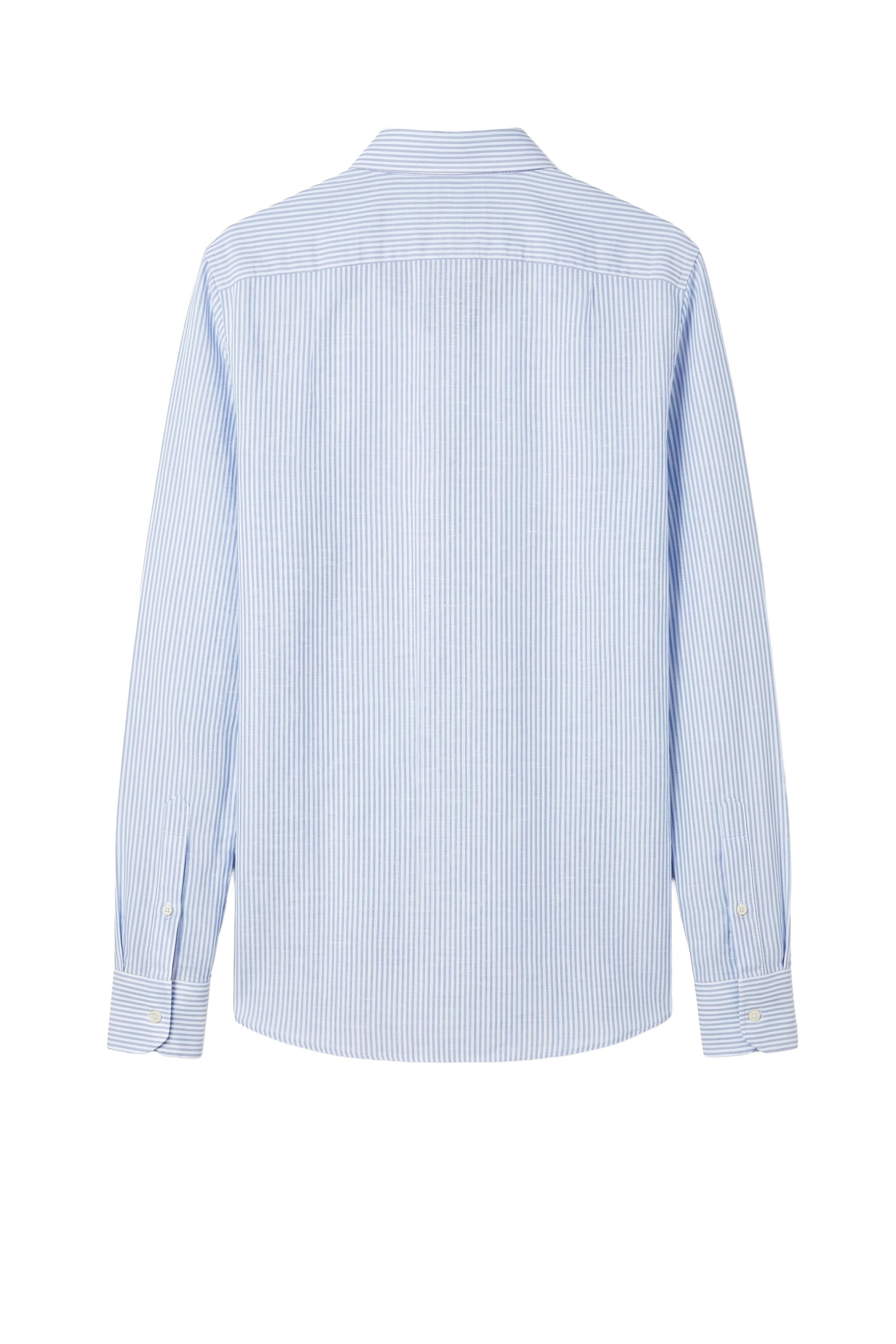 Striped Linen & cotton shirt with chest pocket - MONTEZEMOLO