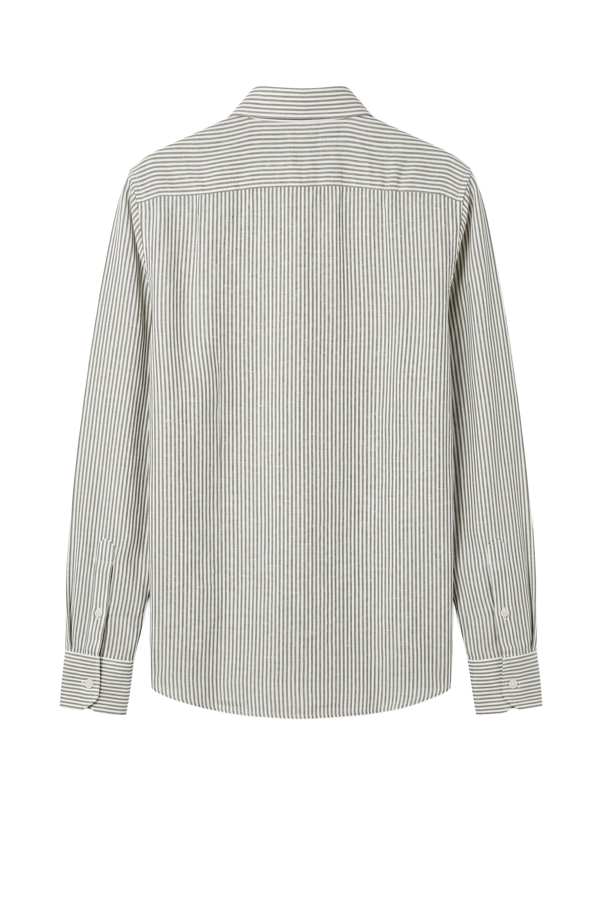 Striped Linen & cotton shirt with chest pocket - MONTEZEMOLO