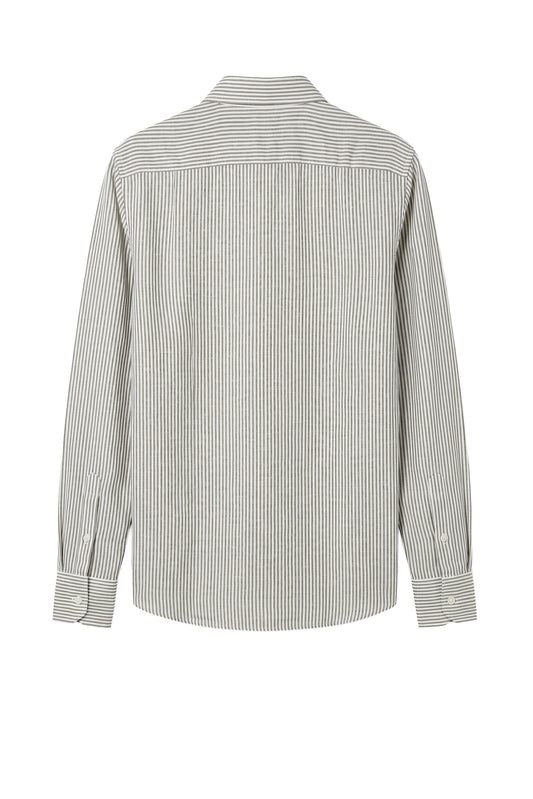 Striped Linen & cotton shirt with chest pocket - MONTEZEMOLO