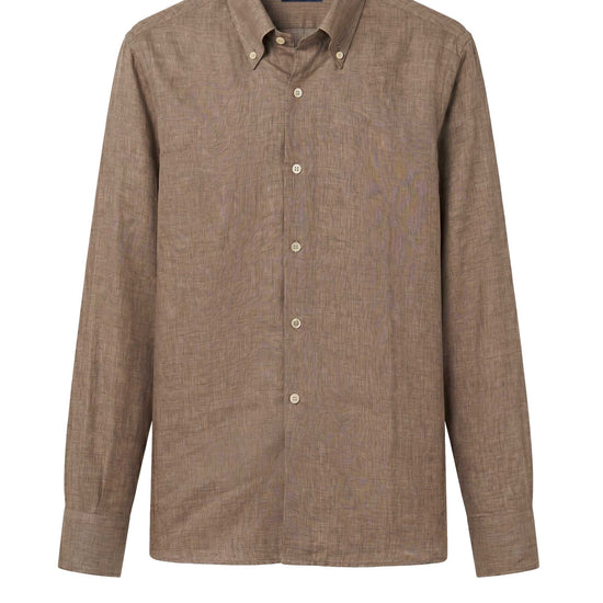 Pure linen button-down spear collar shirt - MONTEZEMOLO