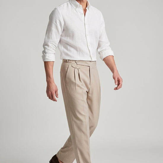 Pure linen button-down spear collar shirt - MONTEZEMOLO