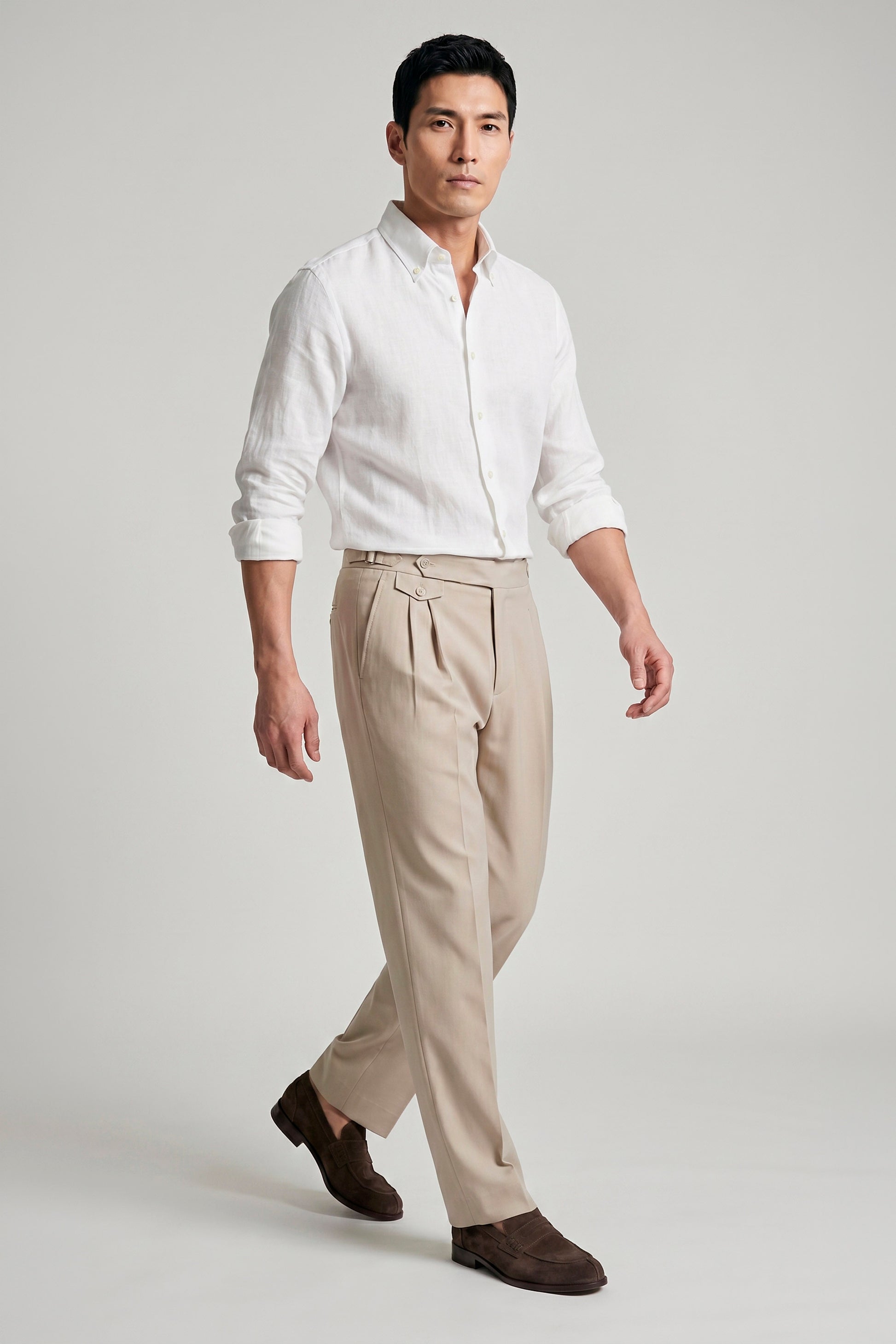 Pure linen button-down spear collar shirt - MONTEZEMOLO