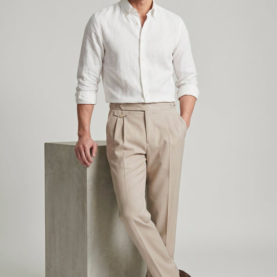 Pure linen button-down spear collar shirt - MONTEZEMOLO