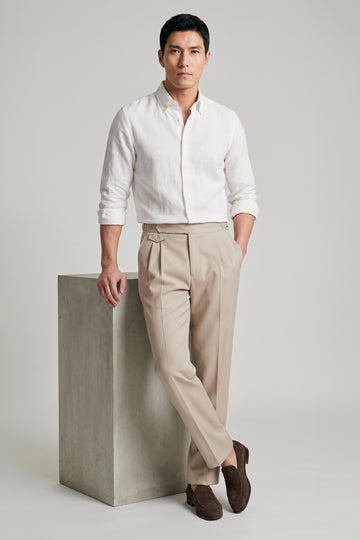 Pure linen button-down spear collar shirt - MONTEZEMOLO