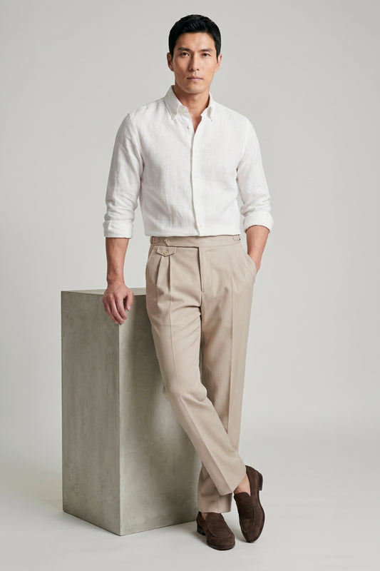 Pure linen button-down spear collar shirt - MONTEZEMOLO