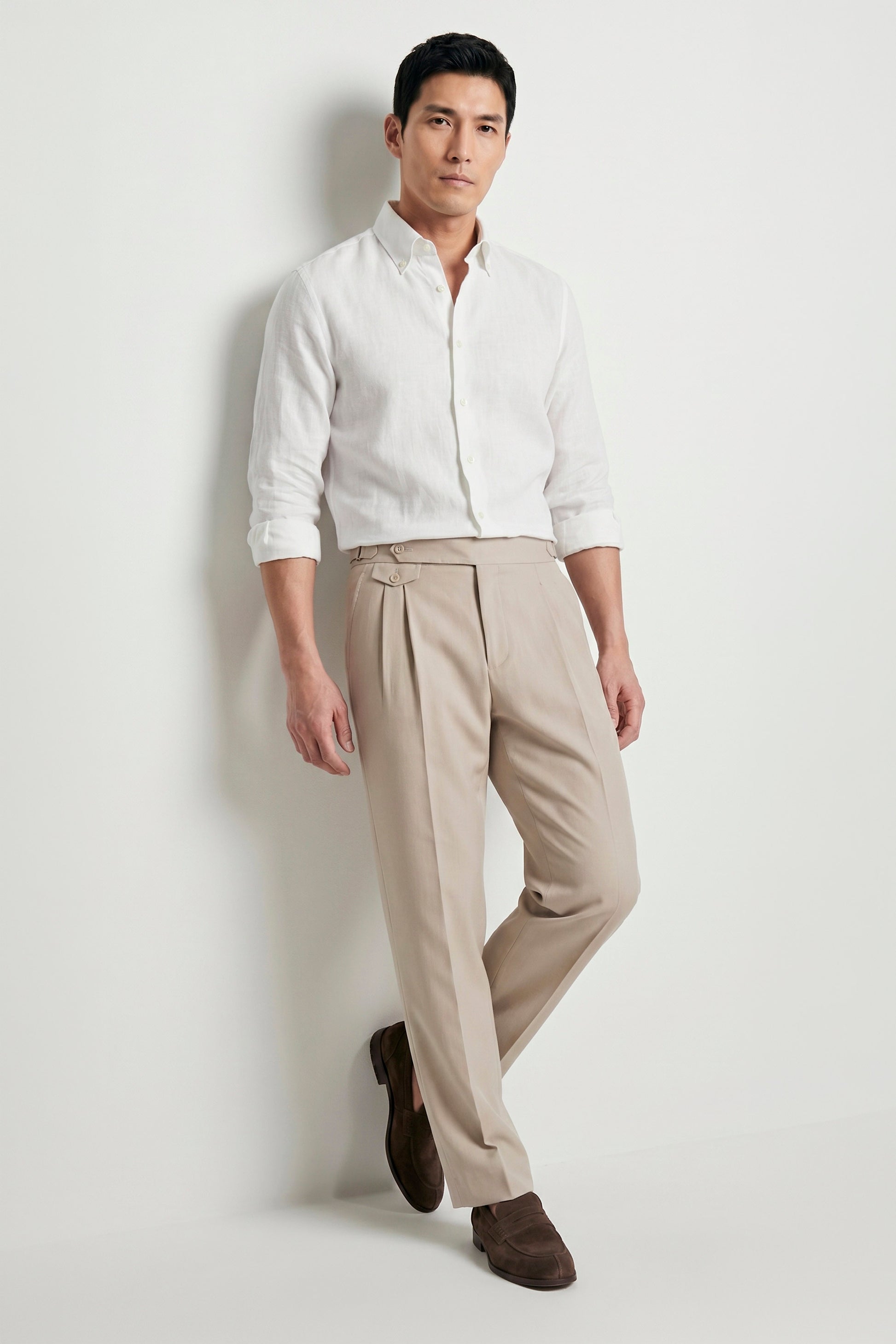 Pure linen button-down spear collar shirt - MONTEZEMOLO