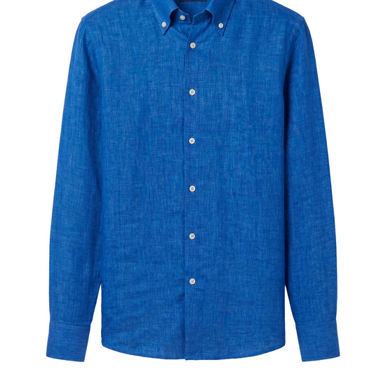 Pure linen button-down spear collar shirt - MONTEZEMOLO