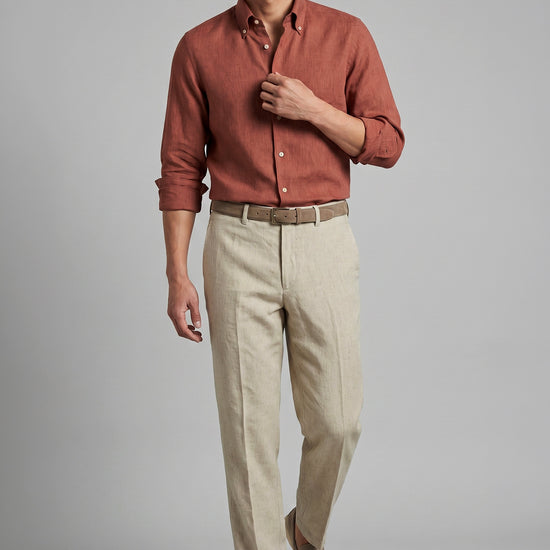 Pure linen button-down spear collar shirt - MONTEZEMOLO