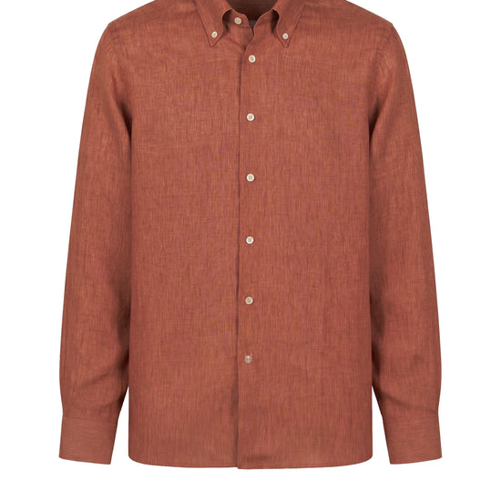 Pure linen button-down spear collar shirt - MONTEZEMOLO