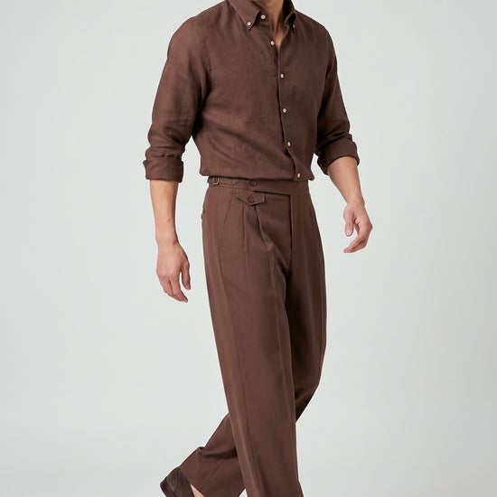 Pure linen button-down spear collar shirt - MONTEZEMOLO