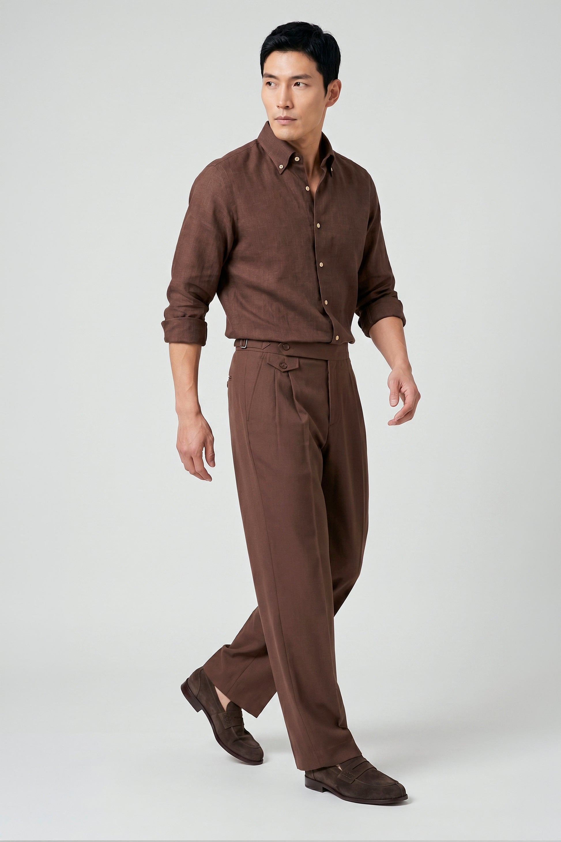 Pure linen button-down spear collar shirt - MONTEZEMOLO