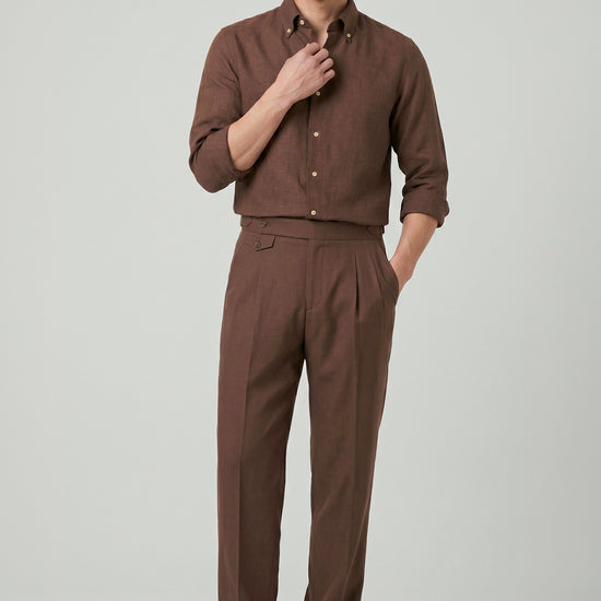 Pure linen button-down spear collar shirt - MONTEZEMOLO