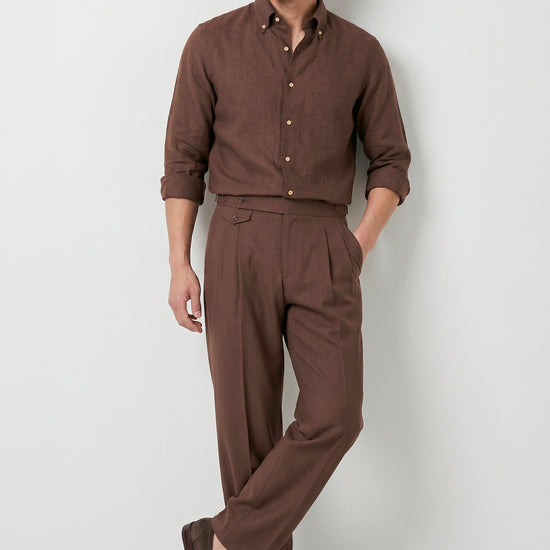 Pure linen button-down spear collar shirt - MONTEZEMOLO