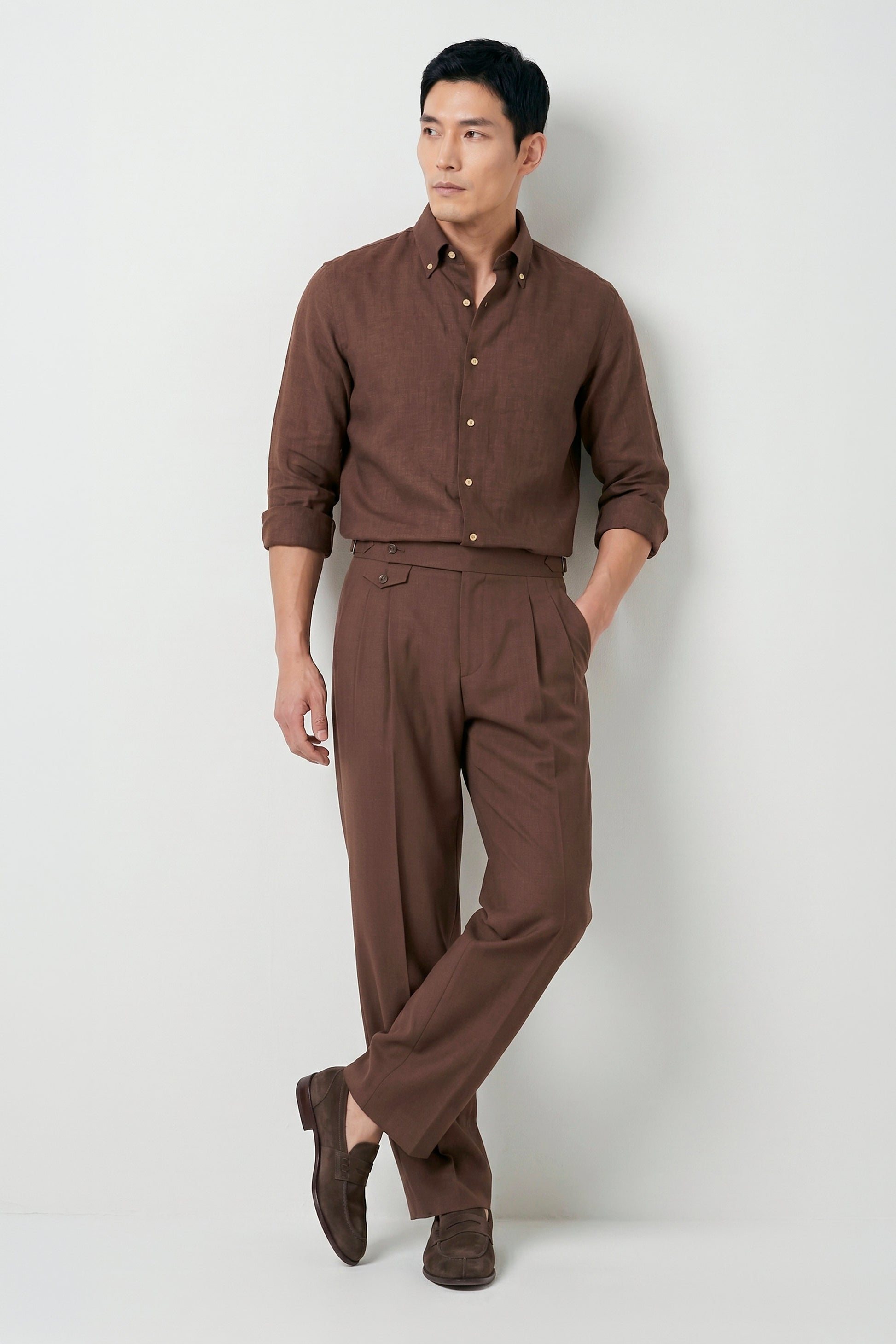 Pure linen button-down spear collar shirt - MONTEZEMOLO