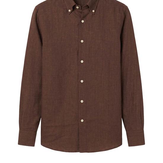 Pure linen button-down spear collar shirt - MONTEZEMOLO