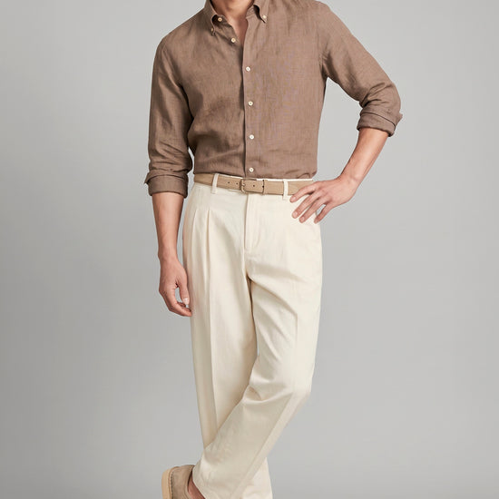 Pure linen button-down spear collar shirt - MONTEZEMOLO