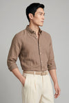 Pure linen button-down spear collar shirt - MONTEZEMOLO
