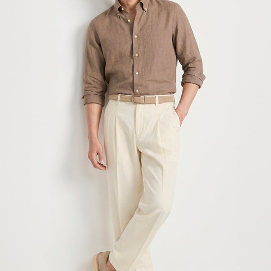 Pure linen button-down spear collar shirt - MONTEZEMOLO