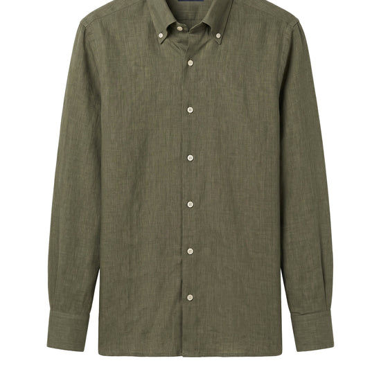 Pure linen button-down spear collar shirt - MONTEZEMOLO