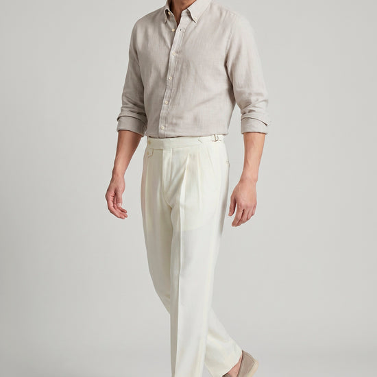 Pure linen button-down spear collar shirt - MONTEZEMOLO