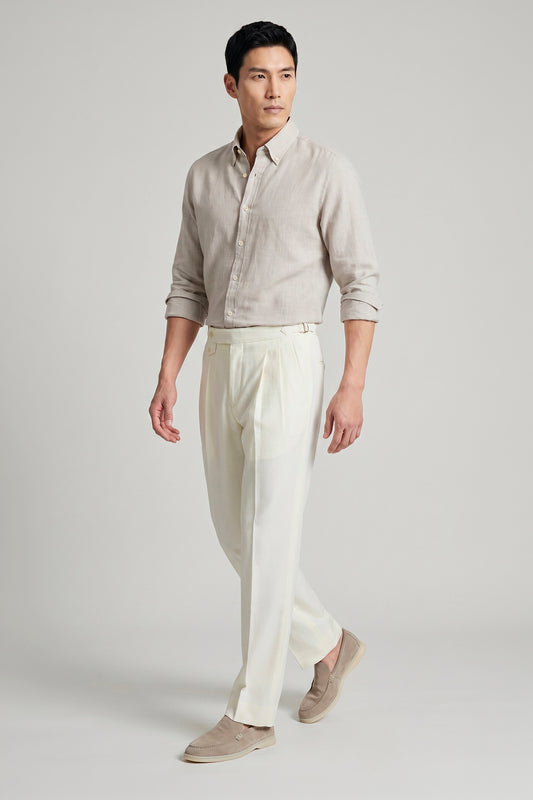 Pure linen button-down spear collar shirt - MONTEZEMOLO
