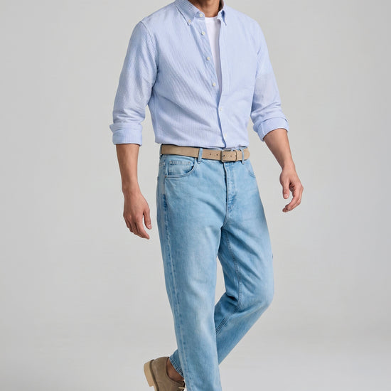 Button-down seersucker cotton striped shirt - MONTEZEMOLO