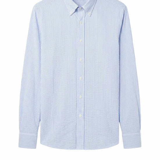 Button-down seersucker cotton striped shirt - MONTEZEMOLO