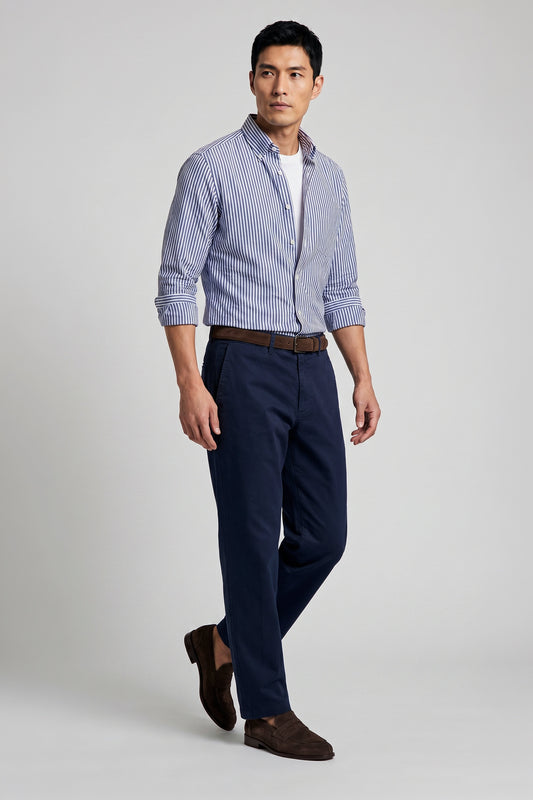 Button-down seersucker cotton striped shirt - MONTEZEMOLO