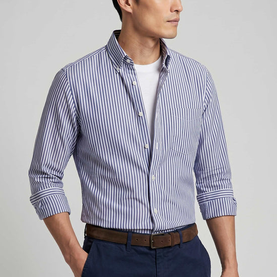 Button-down seersucker cotton striped shirt - MONTEZEMOLO