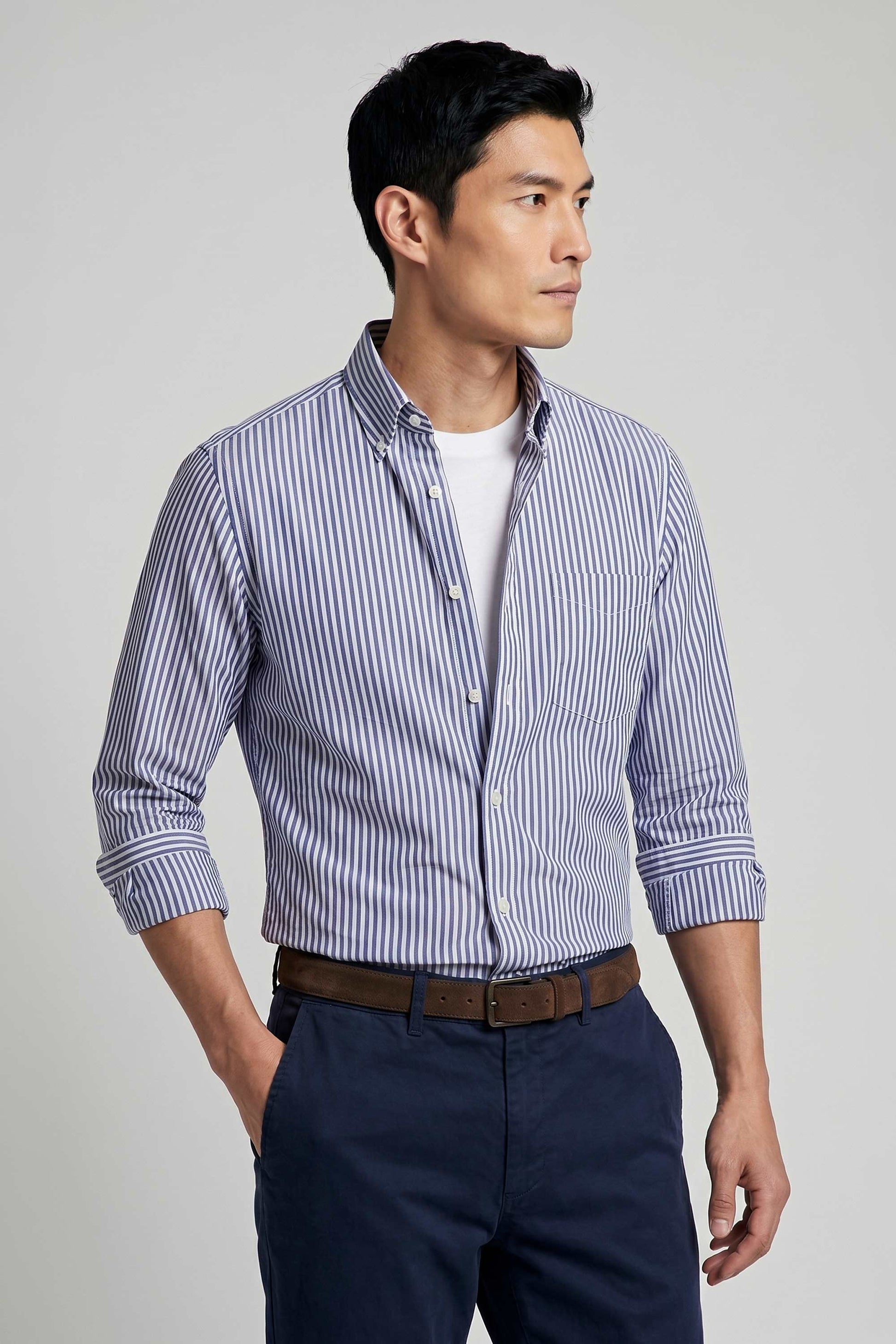 Button-down seersucker cotton striped shirt - MONTEZEMOLO