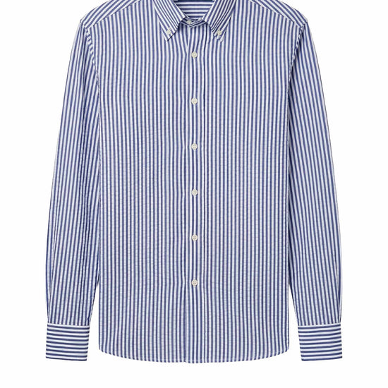 Button-down seersucker cotton striped shirt - MONTEZEMOLO