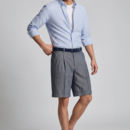 Herringbone Double-pleat bermuda - MONTEZEMOLO