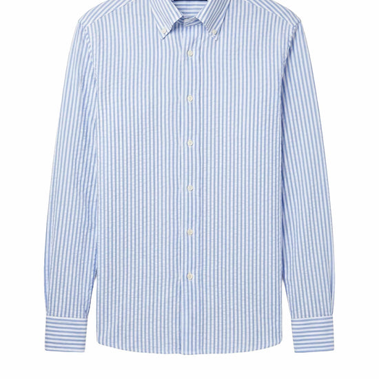 Button-down seersucker cotton striped shirt - MONTEZEMOLO