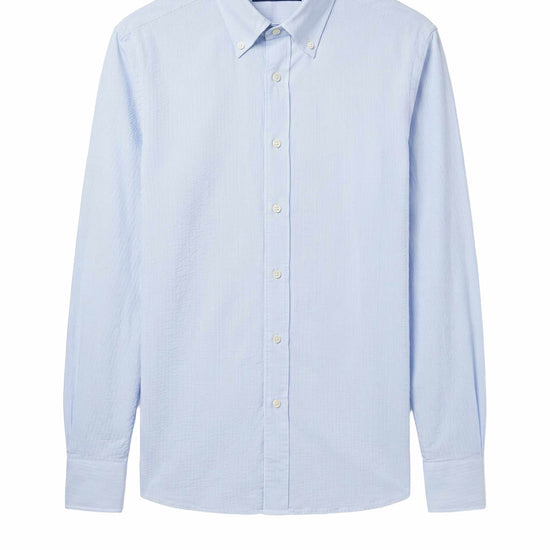 Button-down seersucker cotton striped shirt - MONTEZEMOLO