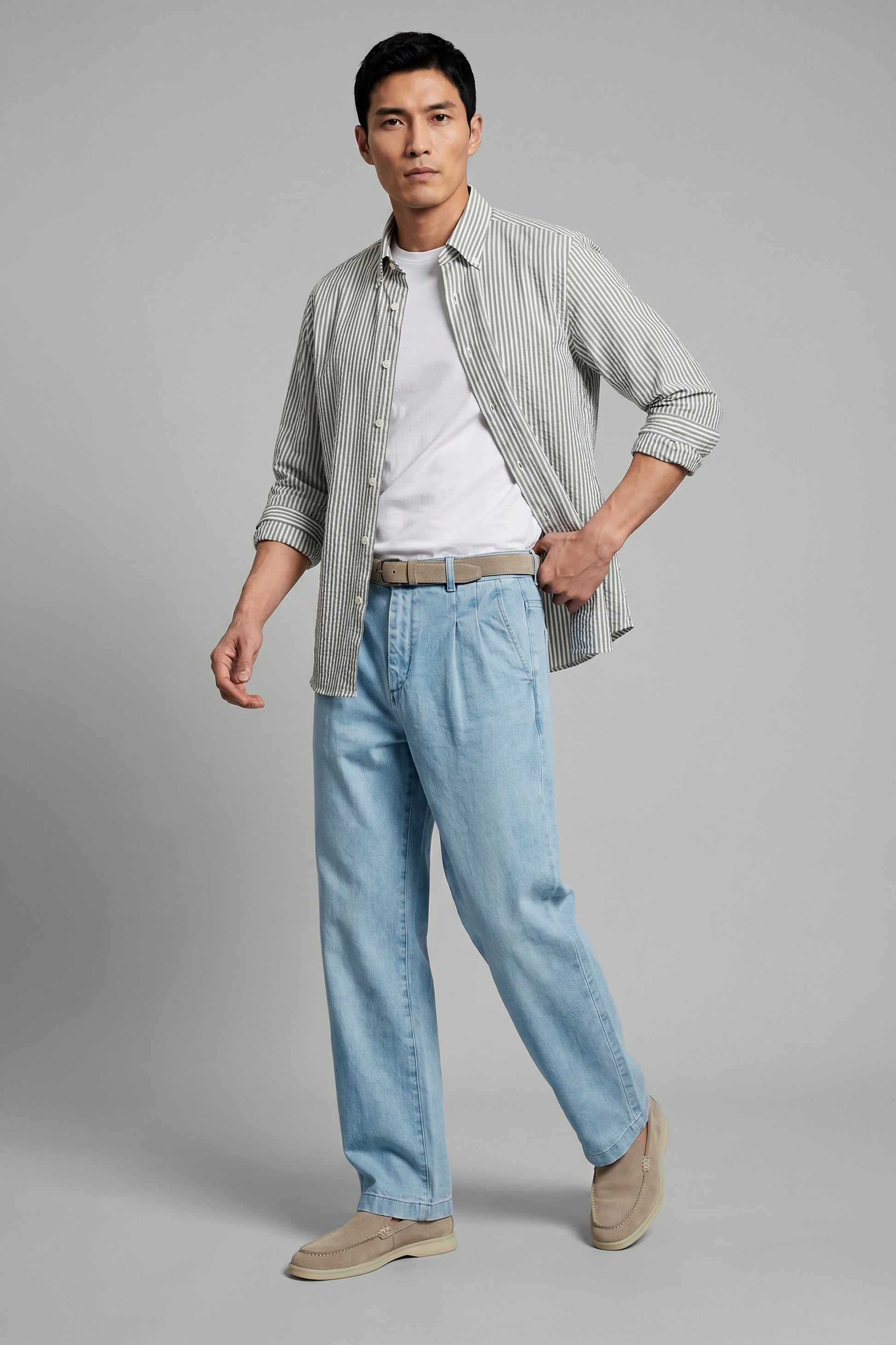 Button-down seersucker cotton striped shirt - MONTEZEMOLO