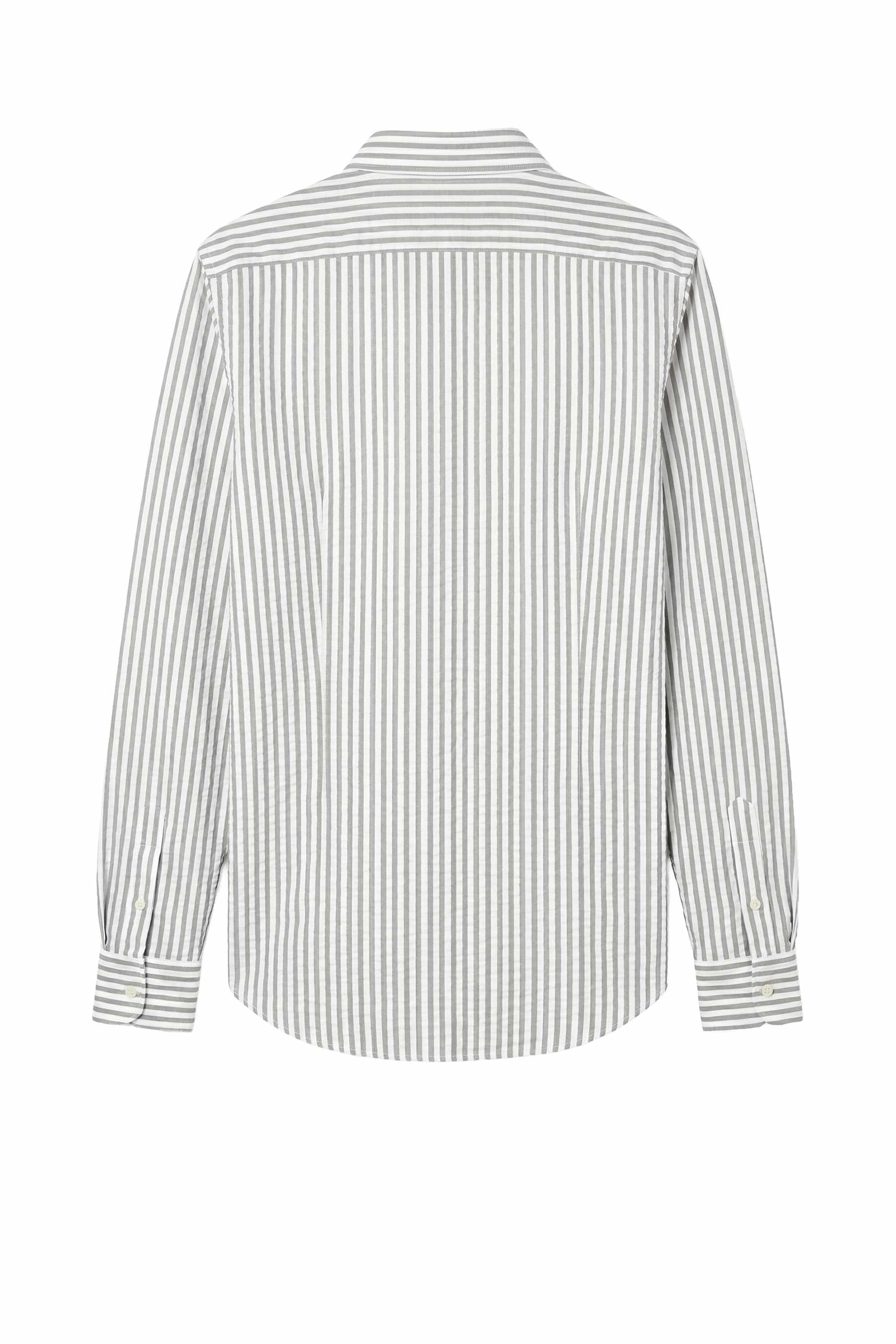Button-down seersucker cotton striped shirt - MONTEZEMOLO