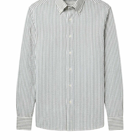 Button-down seersucker cotton striped shirt - MONTEZEMOLO