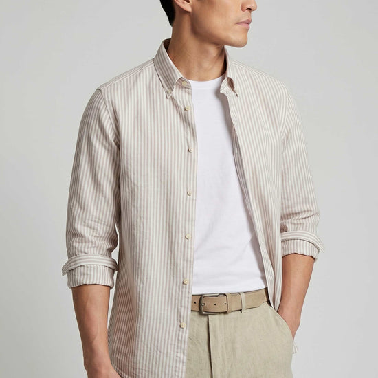 Button-down seersucker cotton striped shirt - MONTEZEMOLO