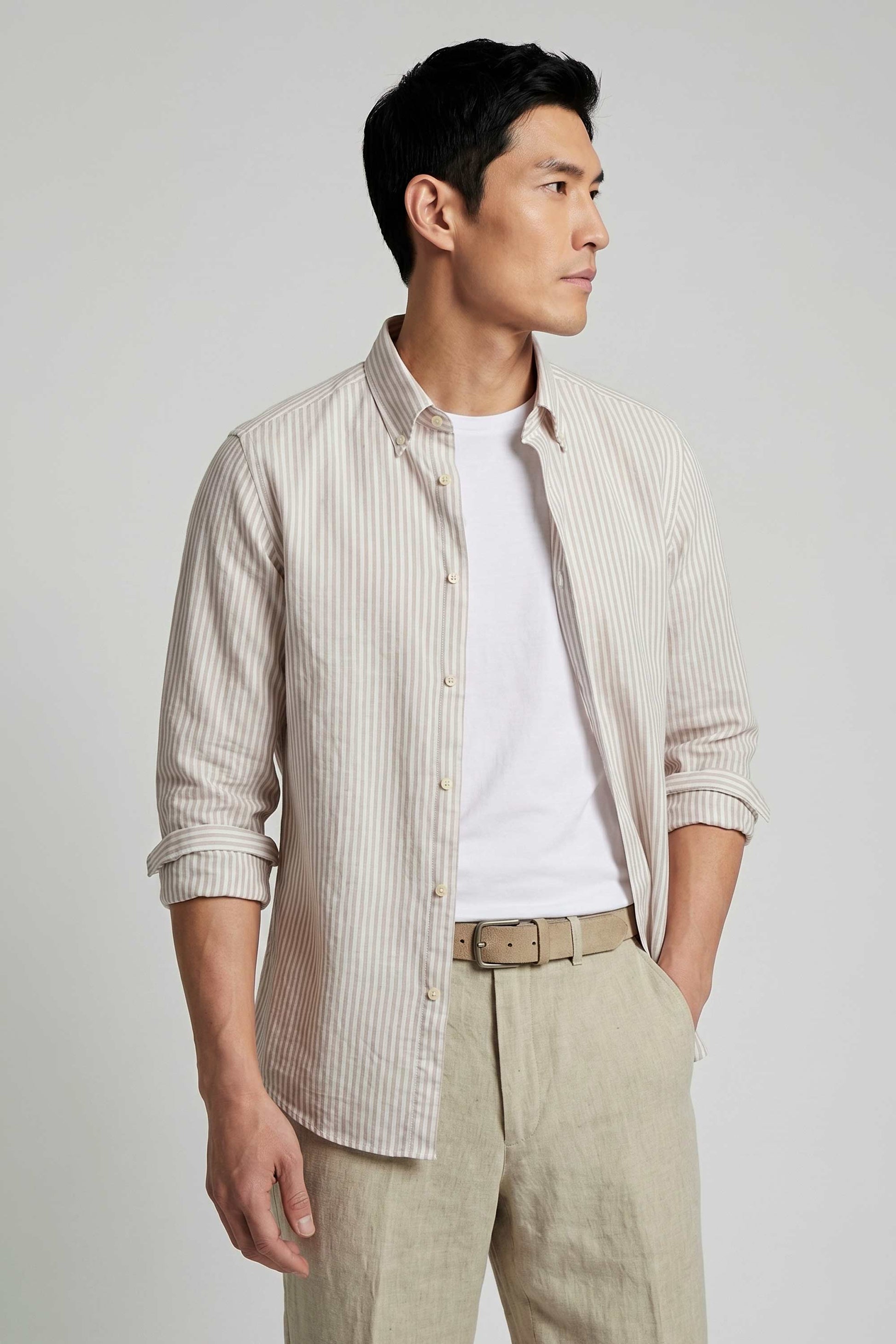 Button-down seersucker cotton striped shirt - MONTEZEMOLO