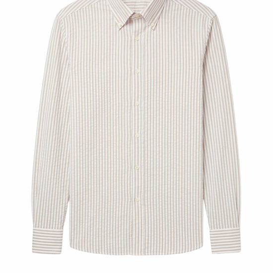 Button-down seersucker cotton striped shirt - MONTEZEMOLO