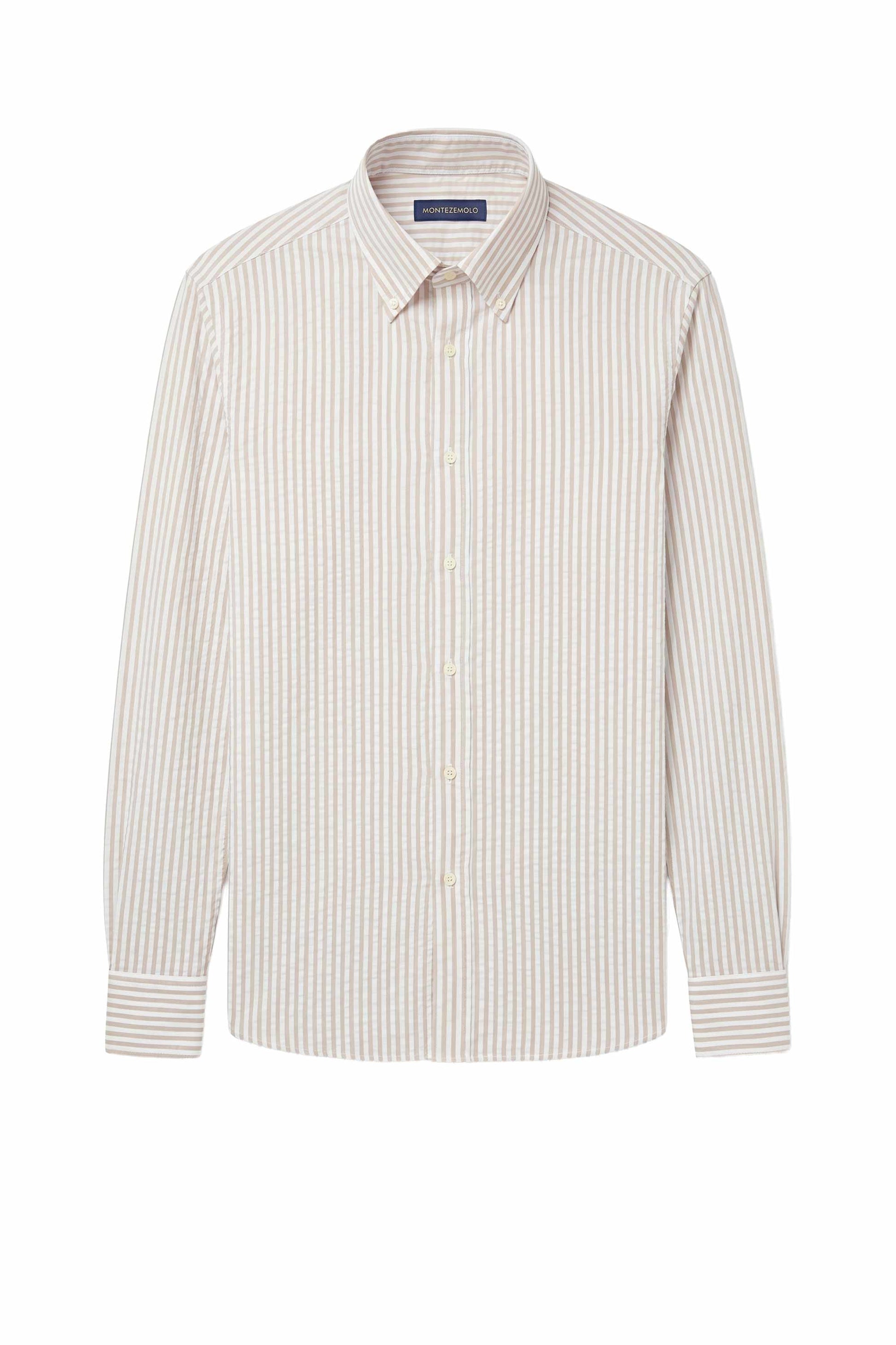 Button-down seersucker cotton striped shirt - MONTEZEMOLO
