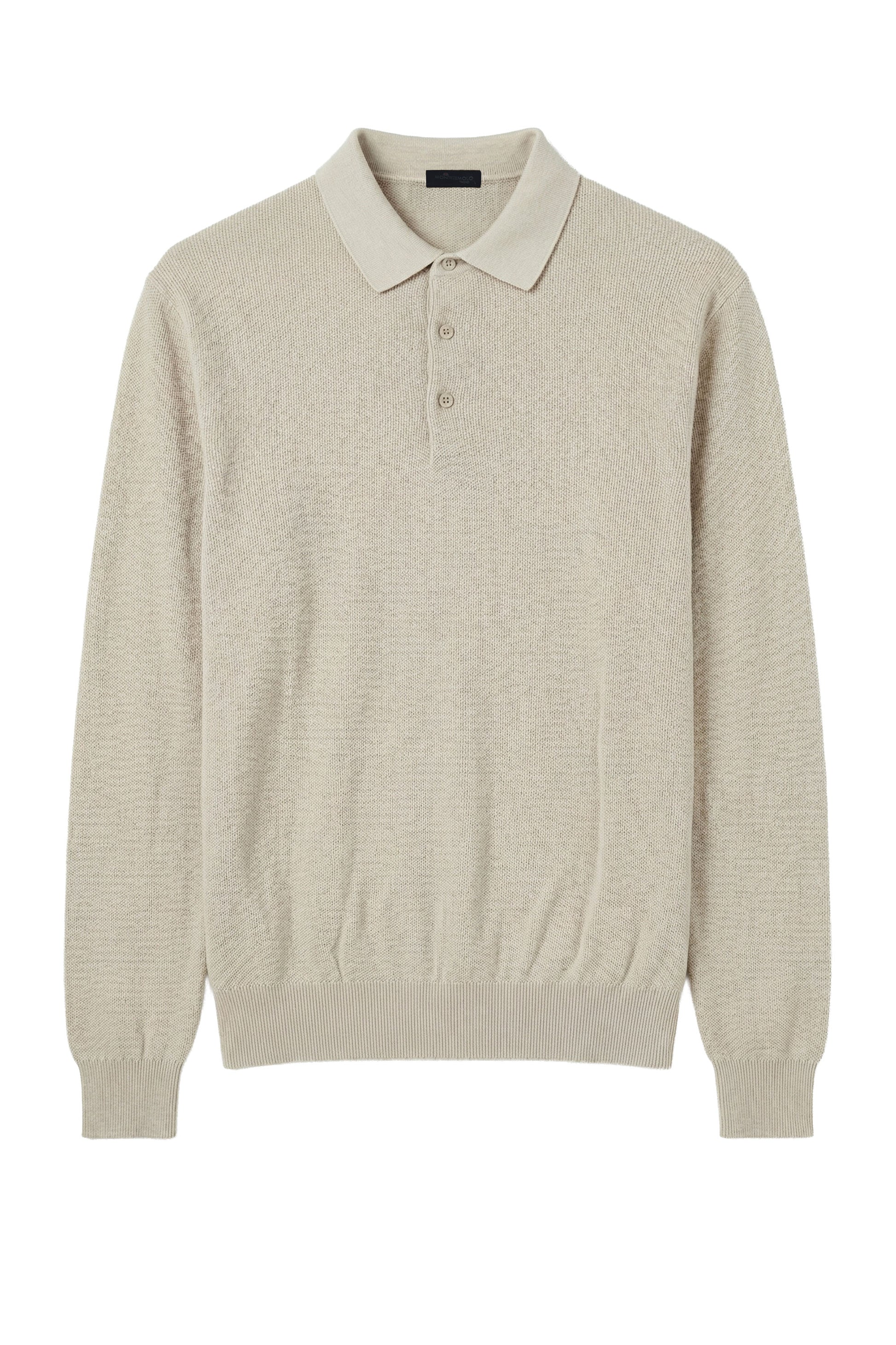 Long-sleeve honeycomb knit polo - MONTEZEMOLO