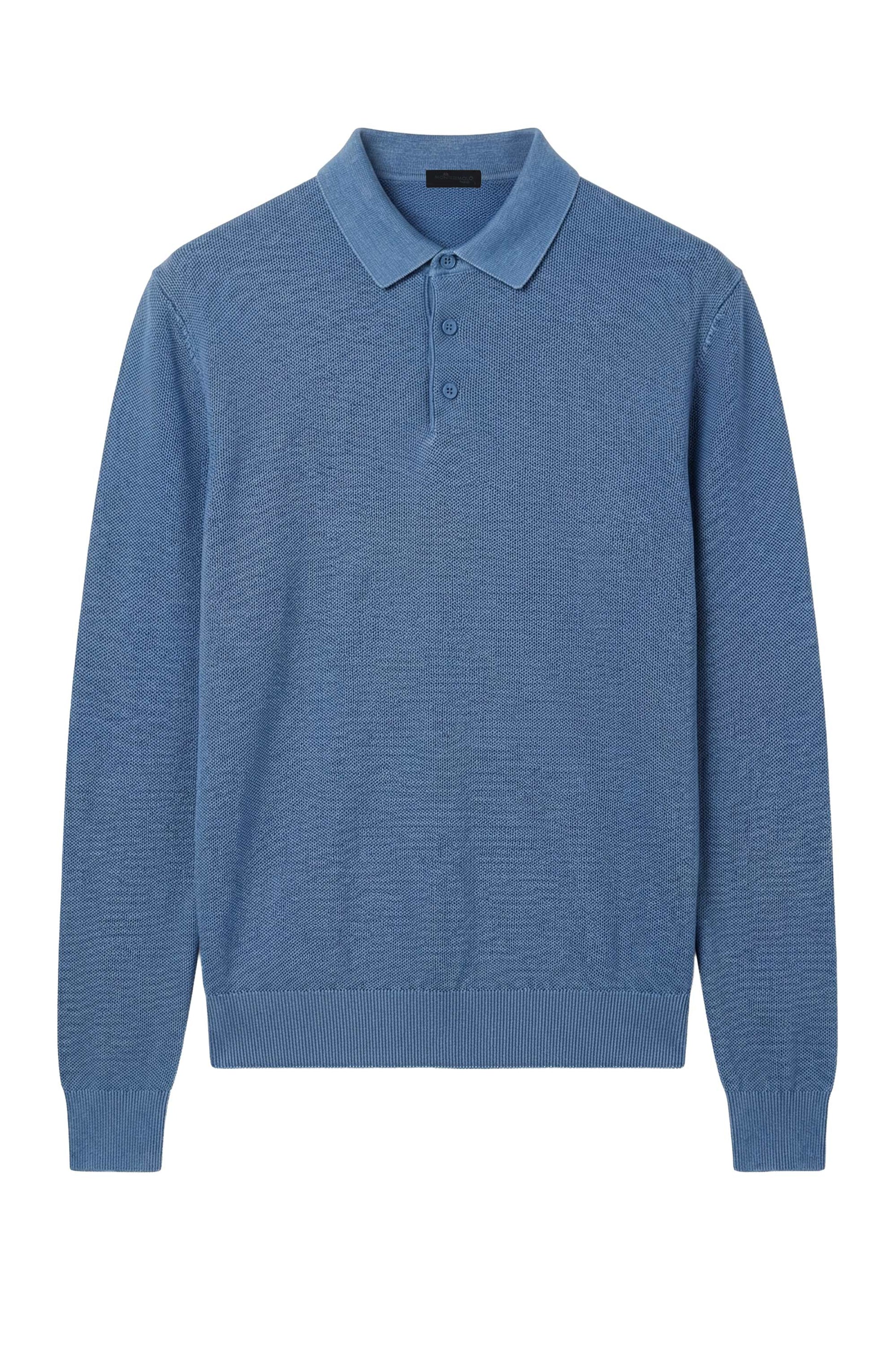 Long-sleeve honeycomb knit polo - MONTEZEMOLO