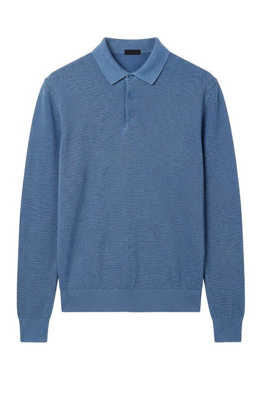Long-sleeve honeycomb knit polo - MONTEZEMOLO