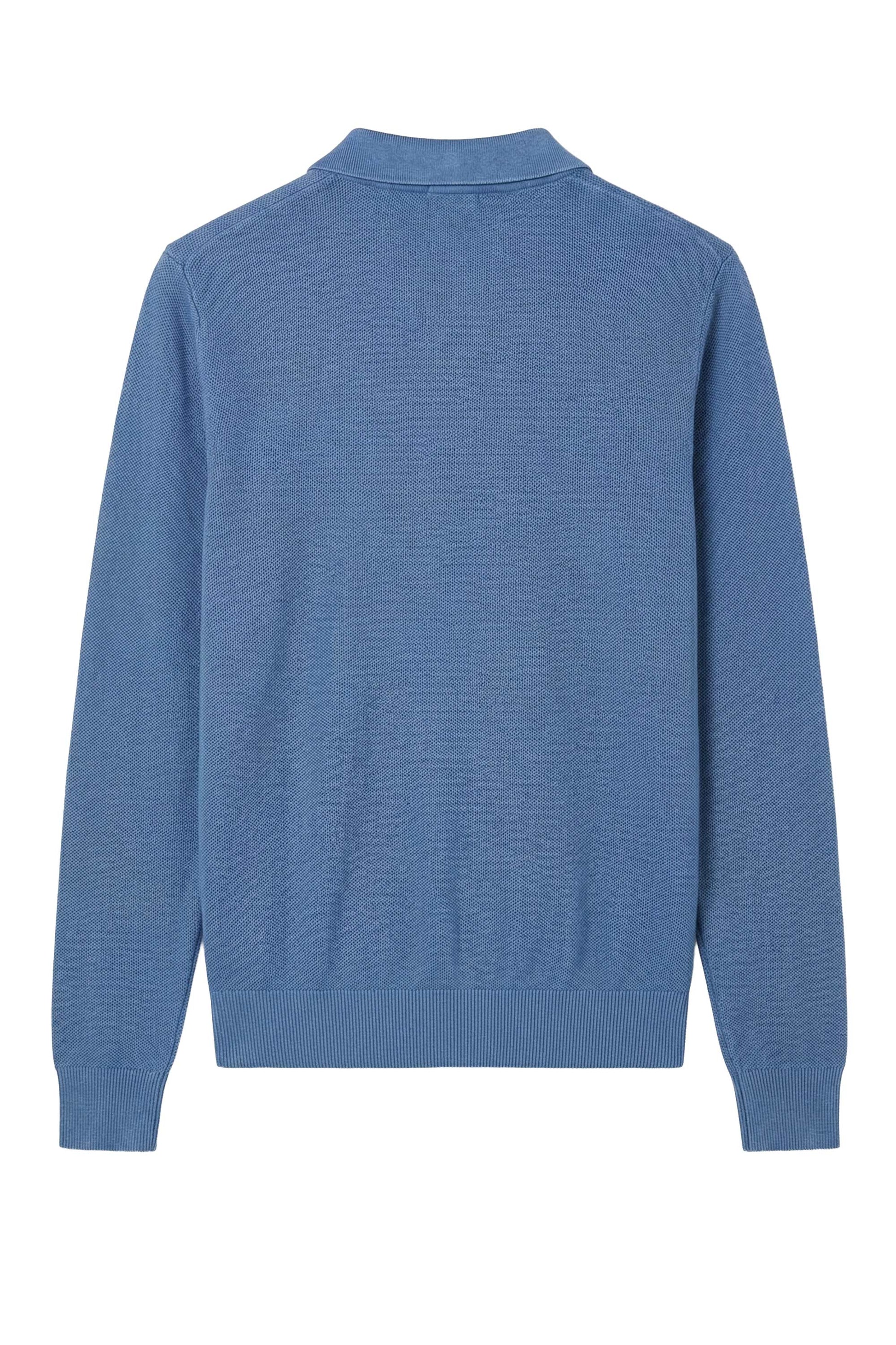 Long-sleeve honeycomb knit polo - MONTEZEMOLO