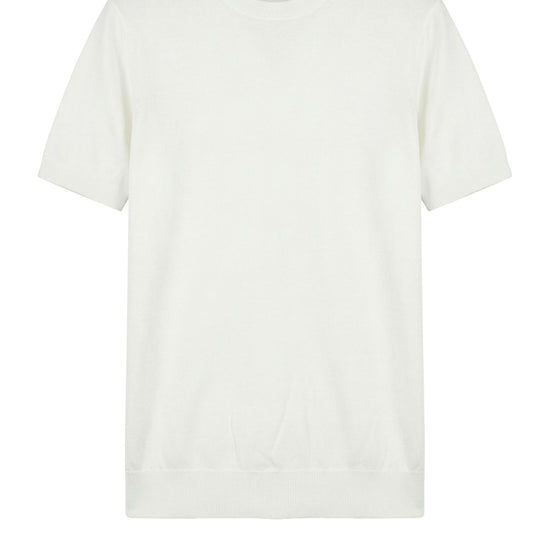 Short-sleeve crew neck sweater in crepe cotton - MONTEZEMOLO