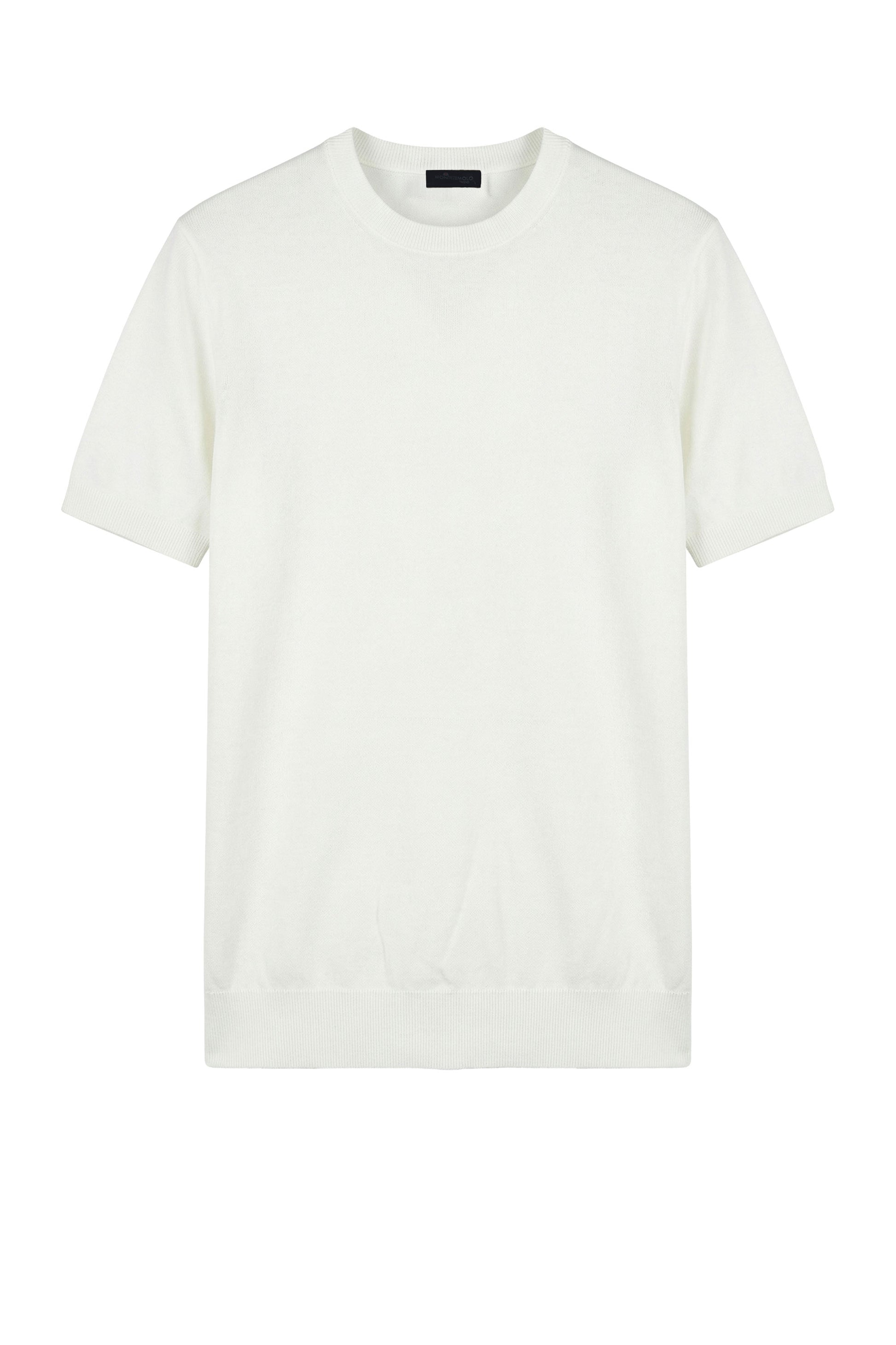 Short-sleeve crew neck sweater in crepe cotton - MONTEZEMOLO